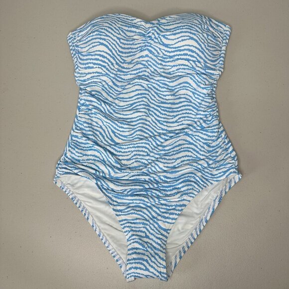 J McLaughlin Koa One Piece Swimsuit Size 6 Radio Waves Blue White NWOT - Picture 4 of 11